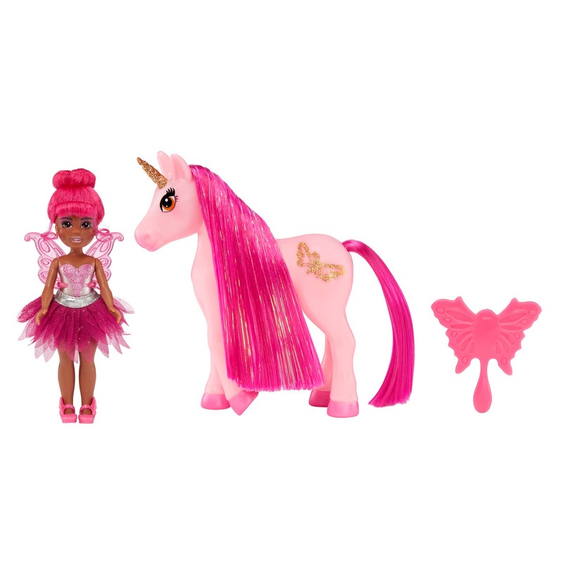 ام جي اي MGA Entertainment Dream Bella Color Change Surprise Little Fairies 5.5 بوصة دمية وLittle Unicorn 2 Pack - Jaylen and Ribbon Pink Fairy وUnicorn لعبة هدية رائعة للأطفال من سن 3 4 5+ - Image 1